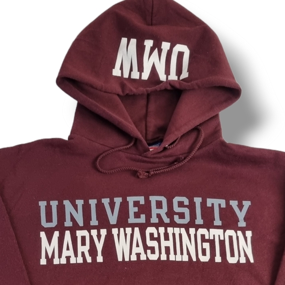 Men's Champion University Mary Washington Hoodie Sweatshirt Burgundy Size Medium - Picture 6 of 8